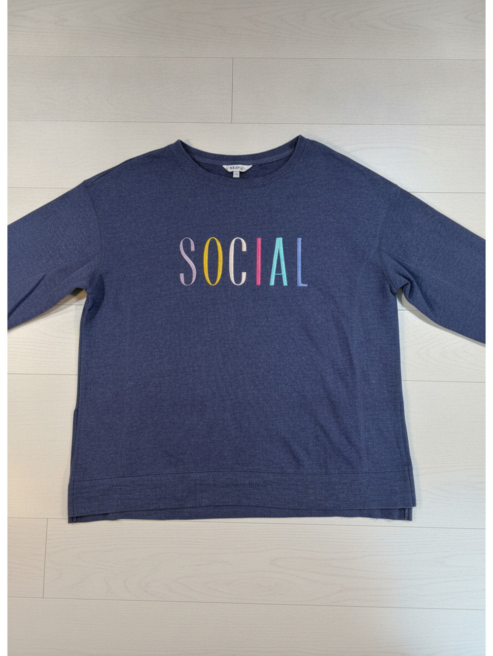 Wildfox Social Navy Blue Crewneck Sweatshirt Size Large